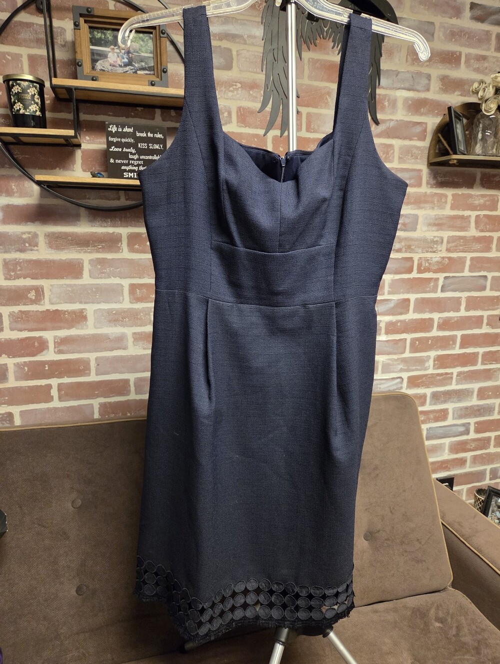 Donna Ricco Navy Sleeveless Midi Sheath Dress